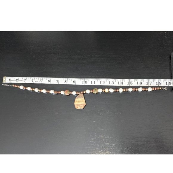 Chunky Earth Tone Multi Beaded Necklace Semi Precious Stones - Picture 6 of 7